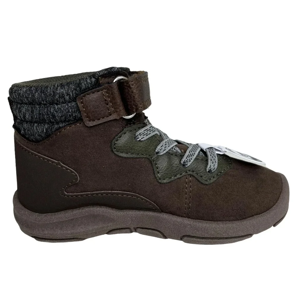 OshKosh B'gosh Toddler Boys Slip-on Ankle Boots Size‎ 8 Brown Mid Top Washable